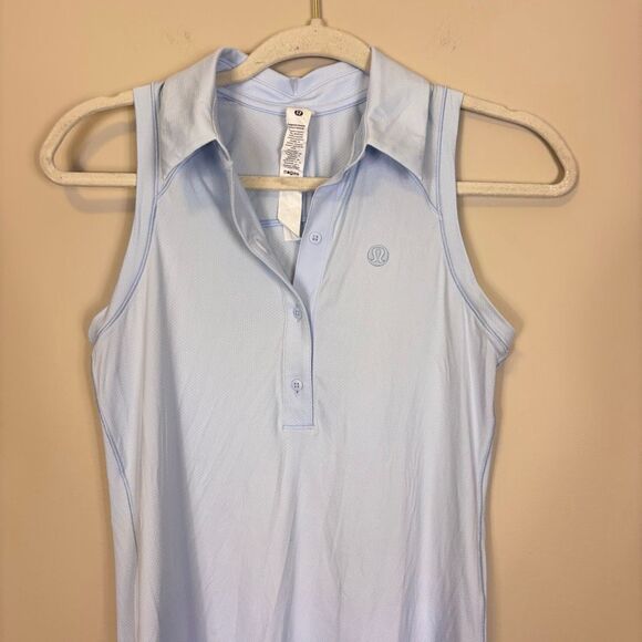 Lululemon Tennis/Golf Light Blue Collared Sleeveless Polo Top Size 4 - Picture 3 of 7